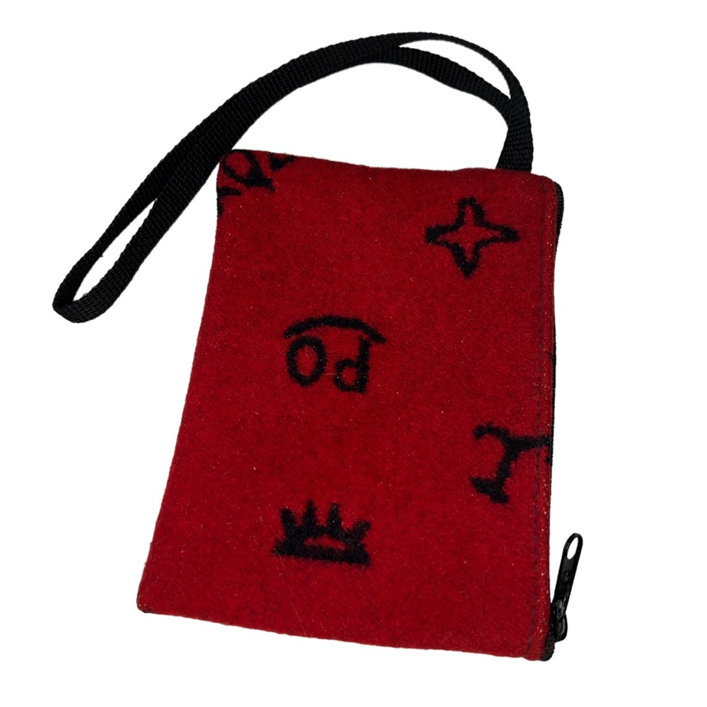 Pendleton red and black patterned wool small wristlet pouch bag with strap